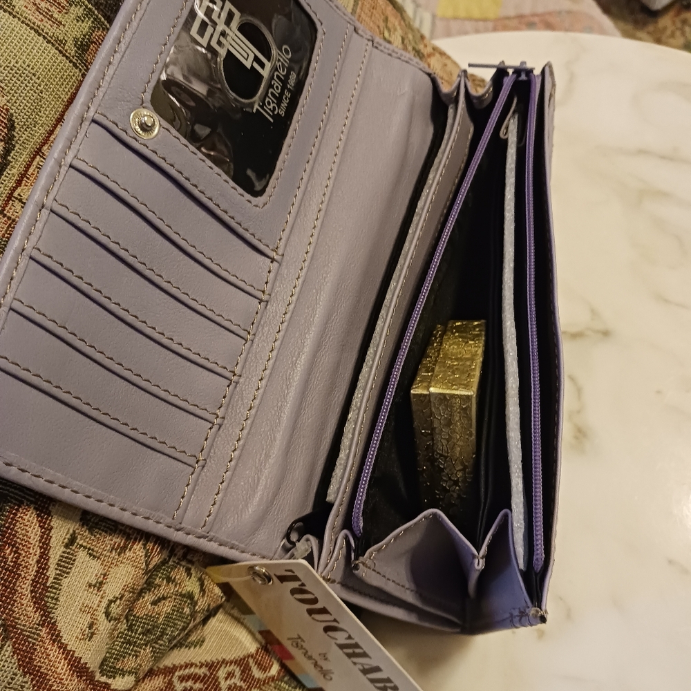 NWT Tignanello Long Wallet, Purple Leather Touchables Bag - Picture 5 of 9